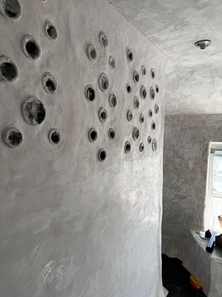 Lime plaster shower at The Tavern